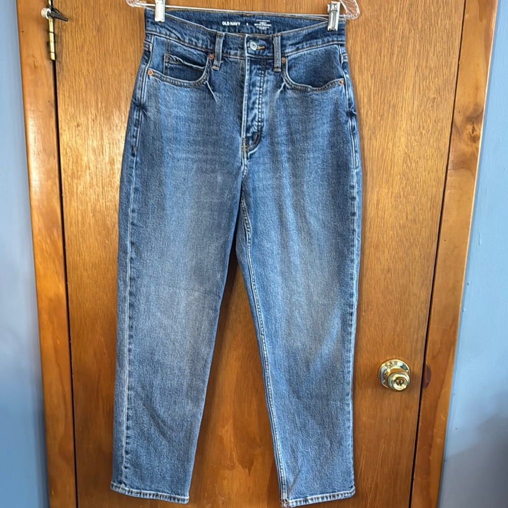 Old Navy Extra High Rise curvy sky-hi straight Blue Jeans Sz 6